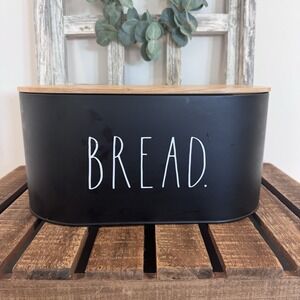 rae dunn style black covered bread box